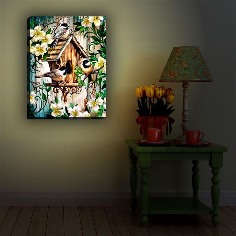 Glow Decor Spring Chickadees Wall Art