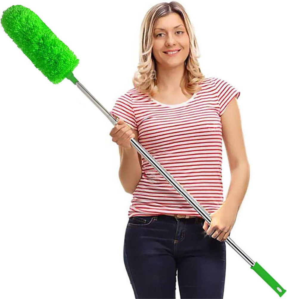 Microfiber Feather Duster Extendable Duster w/ 100 Inches Extra Long Pole Green