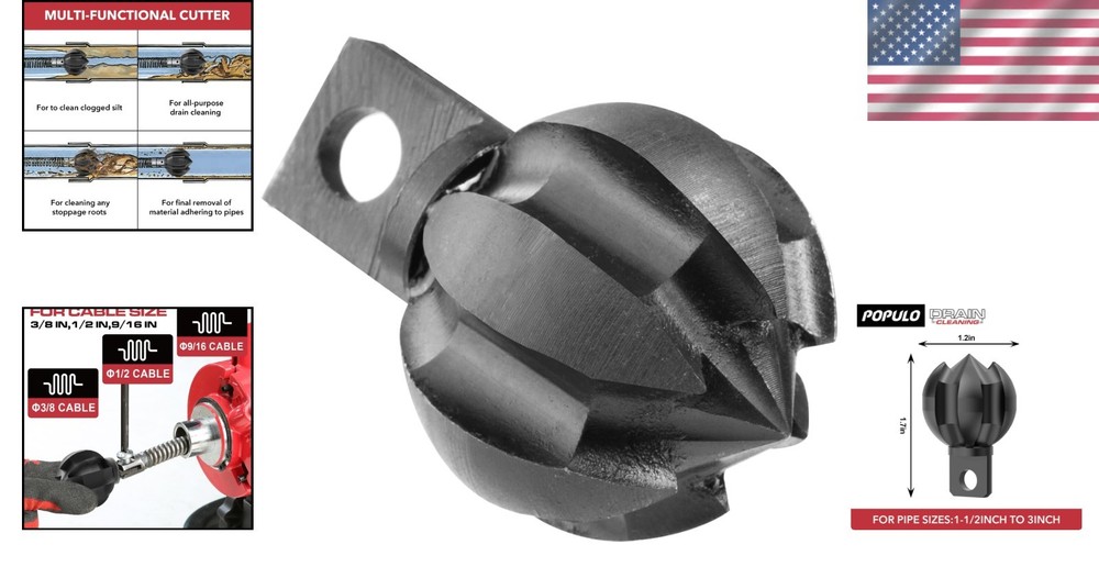 Drain Snake Cutter 1.5" Multi-Functional, Roots, Scale, Durable