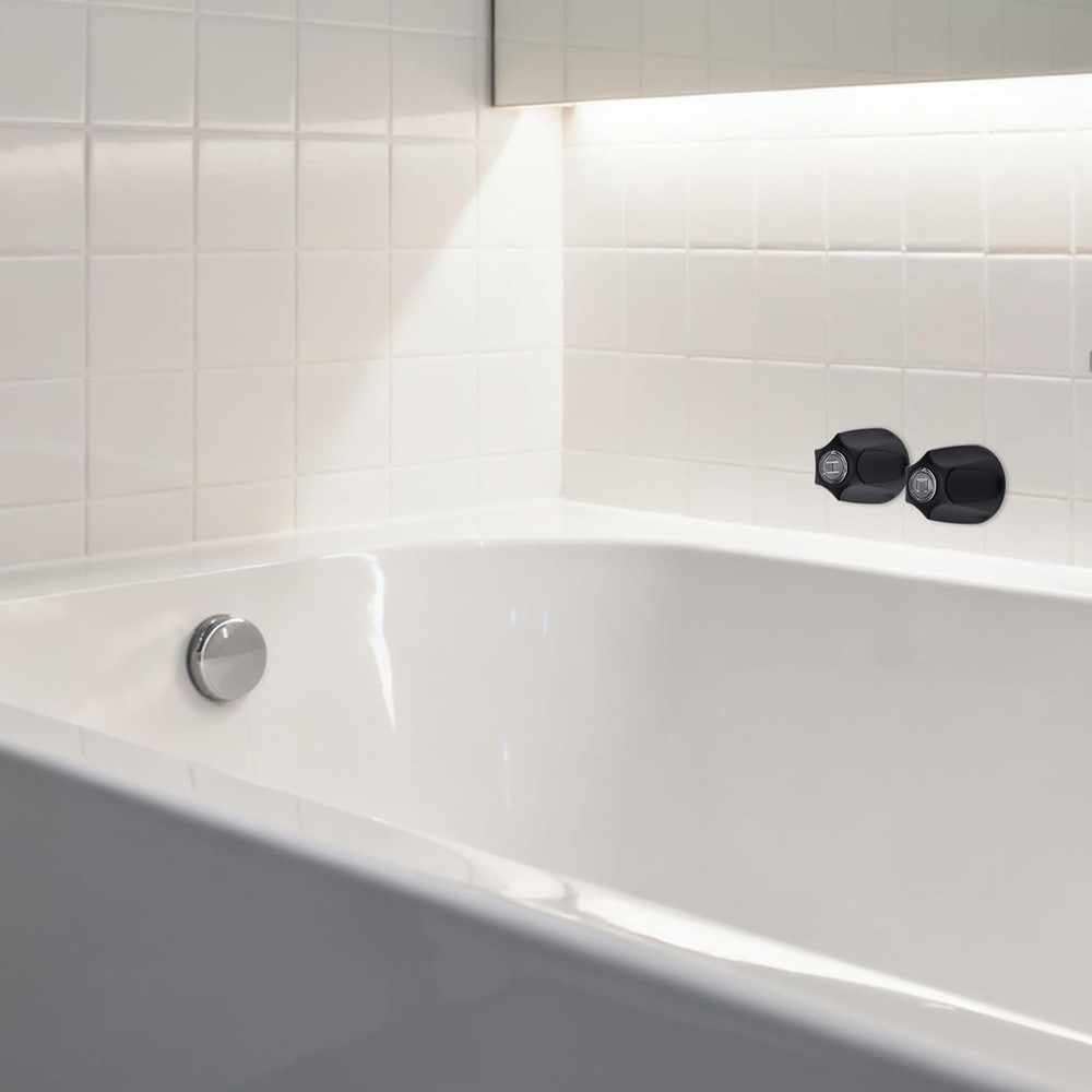 2Pcs Shower Knobs Replacement Kit, Matte Black Shower Knobs Include Base Connect