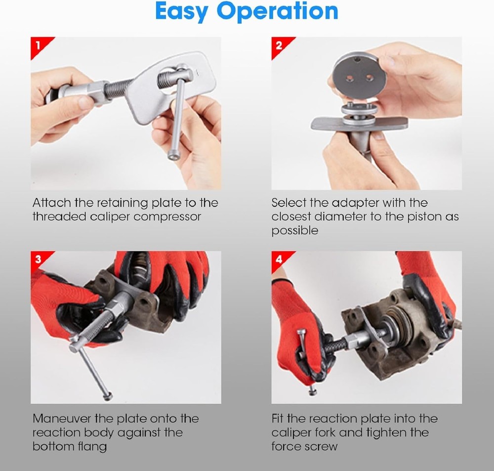22 PCS Brake Caliper Press Tool Kit Disc Piston Compressor for Pad Reset Red Pro