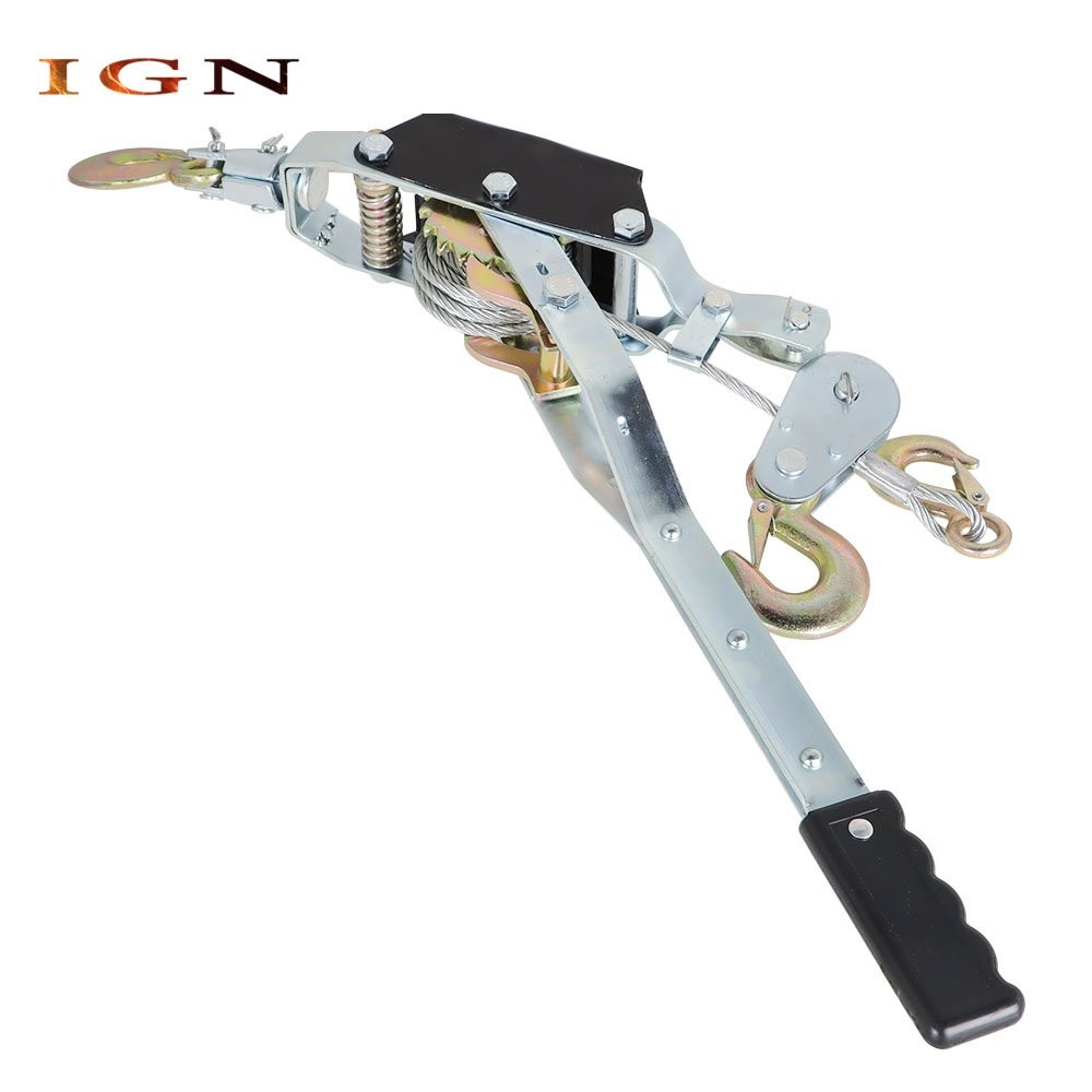 New Dual Gear Power Puller Steel Cable Handle 4 Ton Power Puller With 3 Hooks