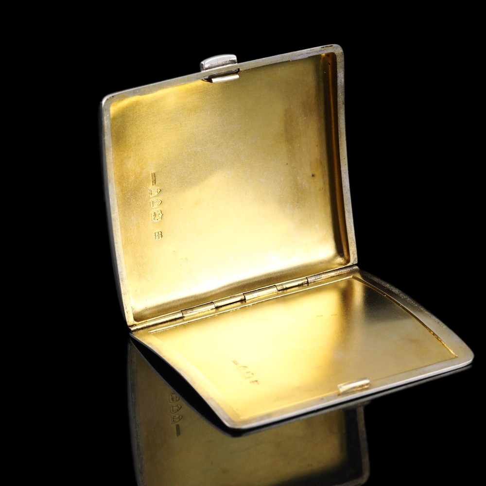 Antique Victorian Solid Silver Cigarette Case Wonderful Curve & Crested - 1894
