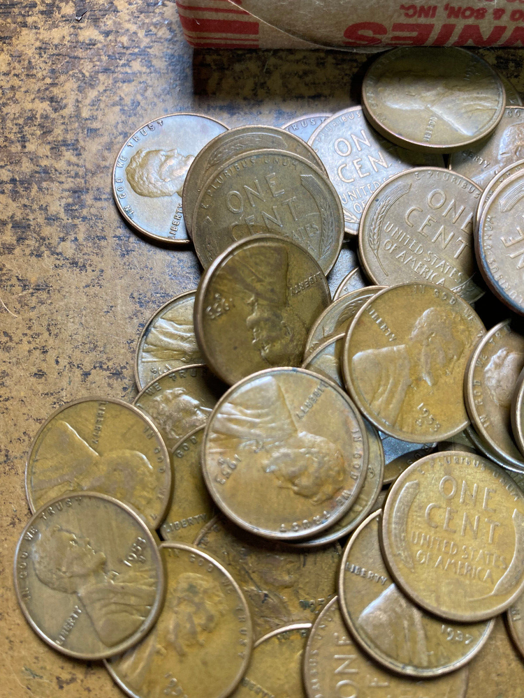 1953-S LINCOLN WHEAT CENT ROLL, nice condition