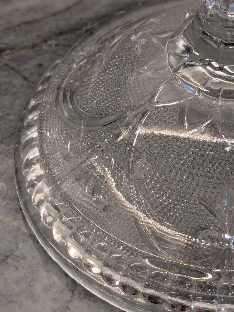 Antique EAPG Pressed Glass Candlestick – Heavy 3-Part Mold, Deep Floral Pattern