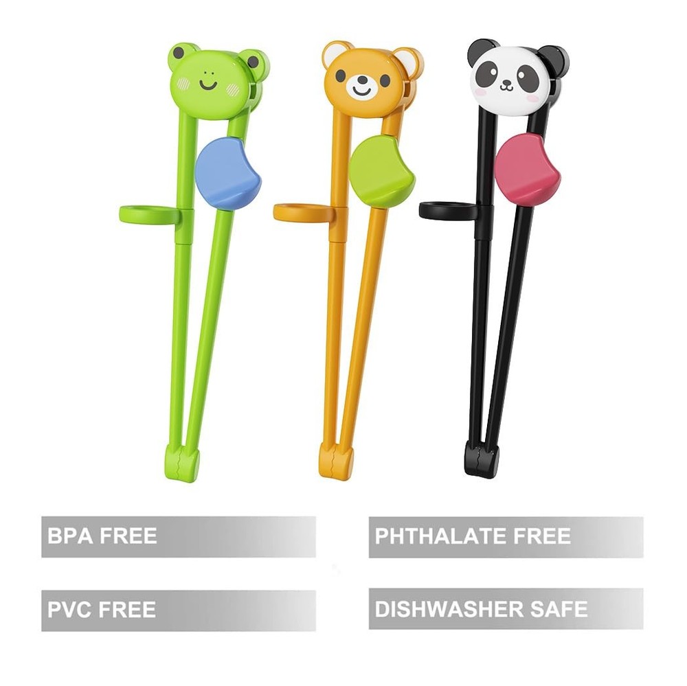 Chopsticks Set, 3 Pairs Beginner Training Utensils, Assorted Colors