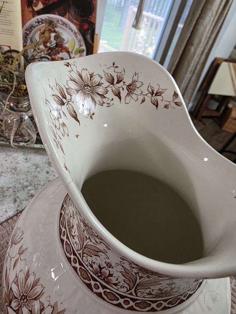 J.H.W. Sons Hanley England Orlean Transferware Pitcher