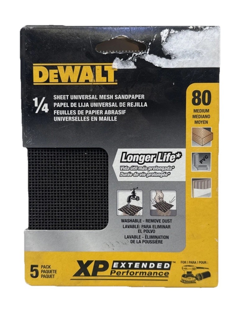 DEWALT DWAM4321 80 Grit Mesh Sheet (5 Sheets), 1/4"