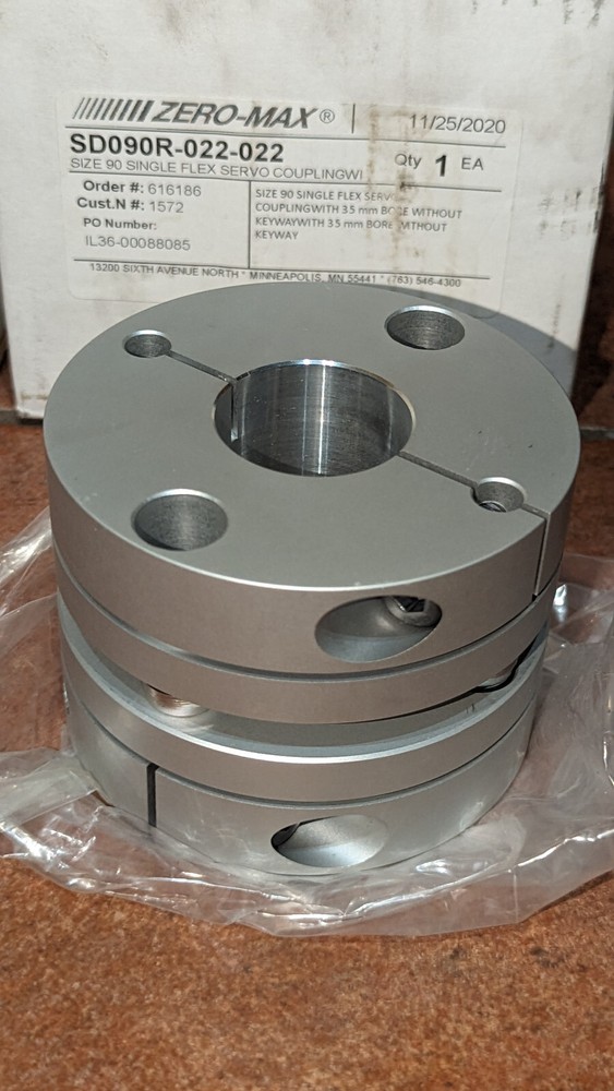 (1) Zero Max Size 90 Single Flex Servo Coupling SD090R-022-022