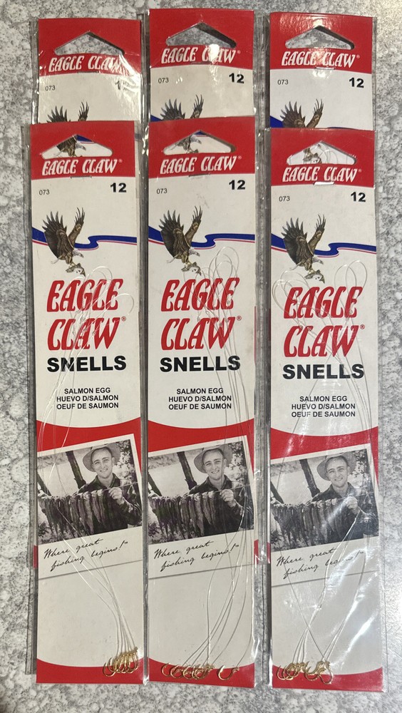 6 Packs Eagle Claw Salmon Egg Snells Size 12