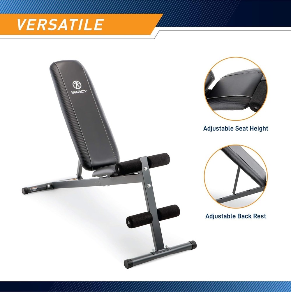 Versatile Adjustable Utility Bench for Strength Training - Black, Compact Design