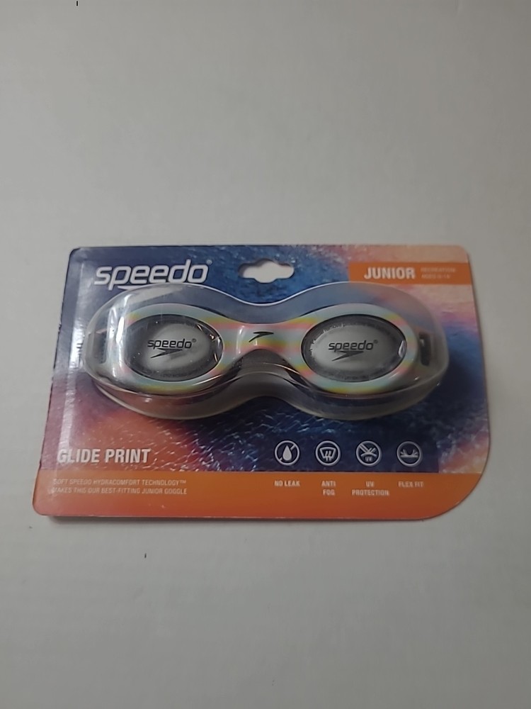 New Speedo Glide Print Goggles - Junior - BLK/STRIPE
