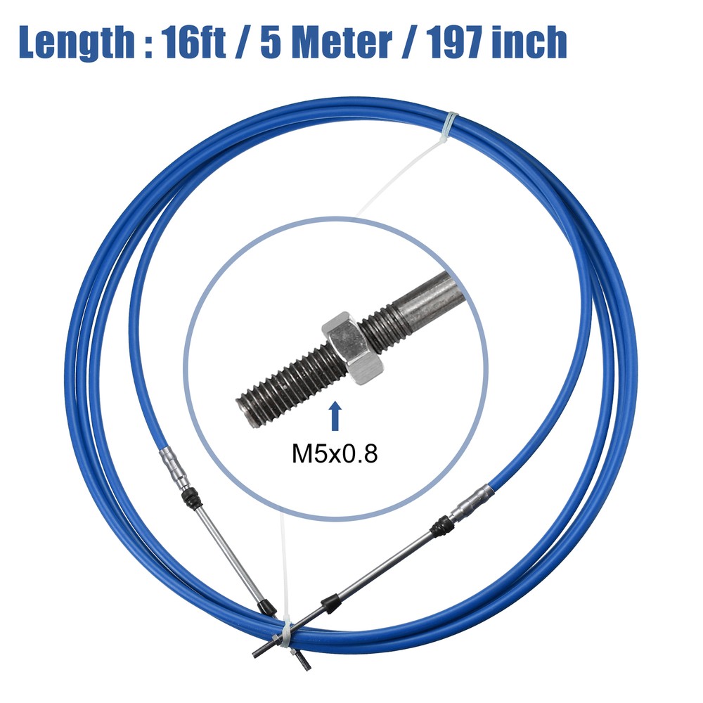 Pack of 2 For Yamaha Outboard Engine 16ft 5m Throttle Shift Control Cable Blue
