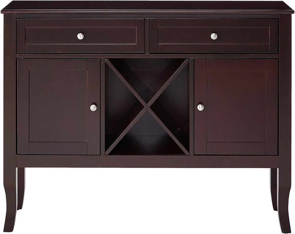 Dark Cherry Wine Cabinet Buffet Console Table by