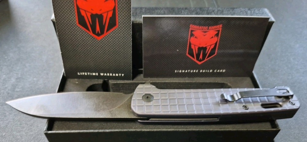 CobraTec Rhino Knife Folding Stonewashed D2 Blade Grey