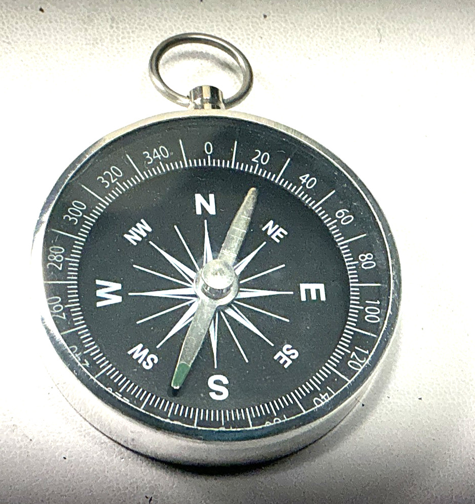 Collectible Compass Black Silver Tone Round Lot 73A