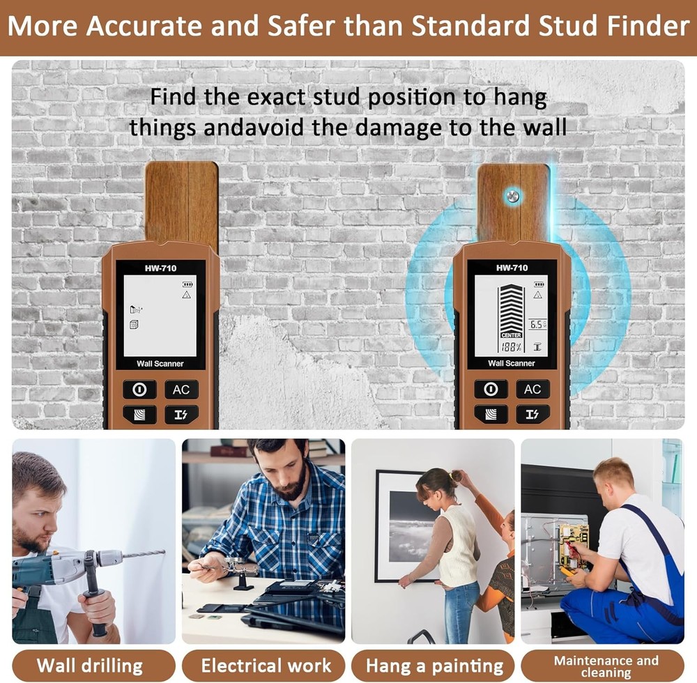 Stud Finder Wall Scanner, 5 in 1 Stud Detector with HD LCD Display, Stud Locator