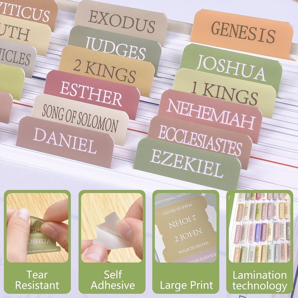 Laminated Bible Tabs for Study Bible New & Old Testament Tabs Bible Book Tabs