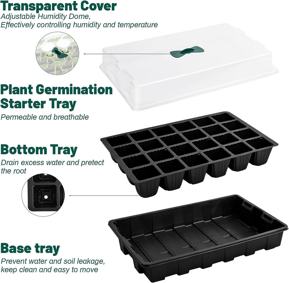 5 Pack 120-cell Seed Starter Tray kit, Plant Germination Starter Kit Growing