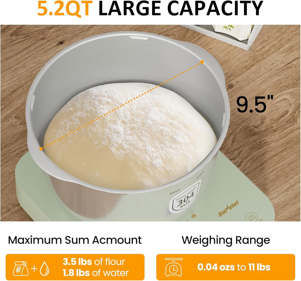 Electric Dough Maker with Ferment Function, Large Capacity Dough Mixer with Weig
