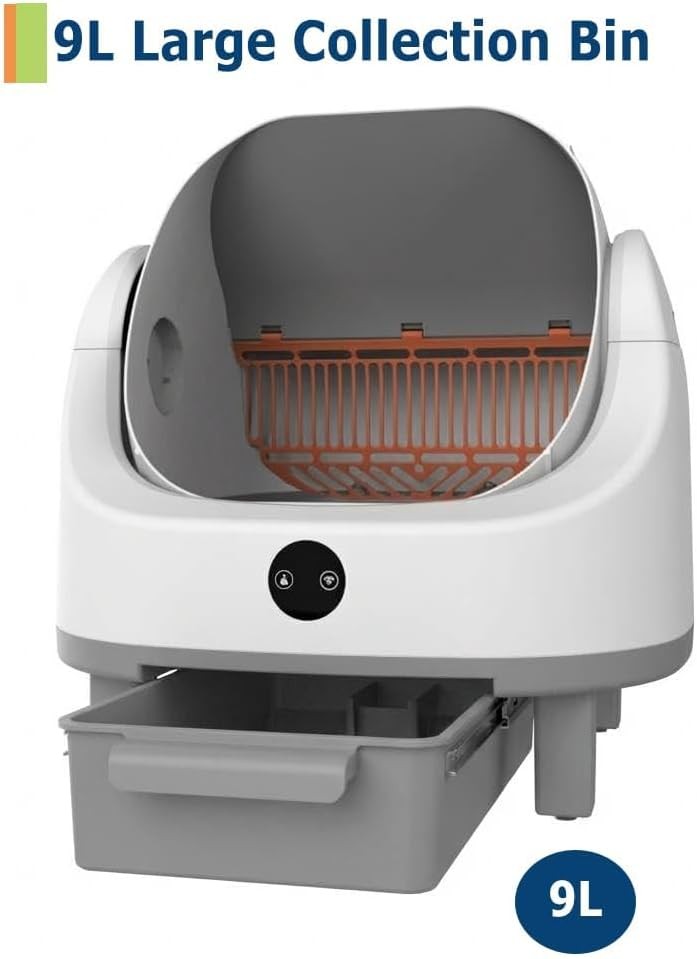 Self Cleaning Litter Box Open Top Automatic Litter Box 9L Waste Bin APP Control