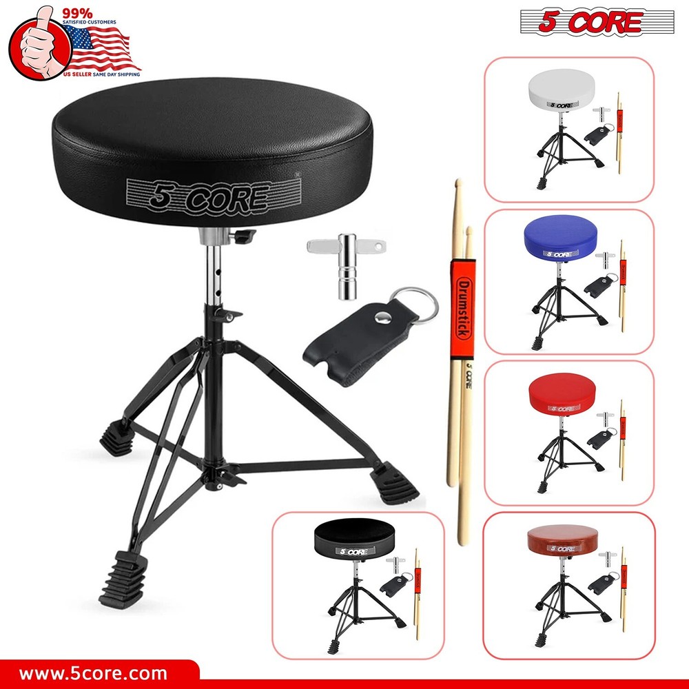 5 Core Drum Throne 3" Padded Comfortable Drum Seat Drumming Stools Adjustable