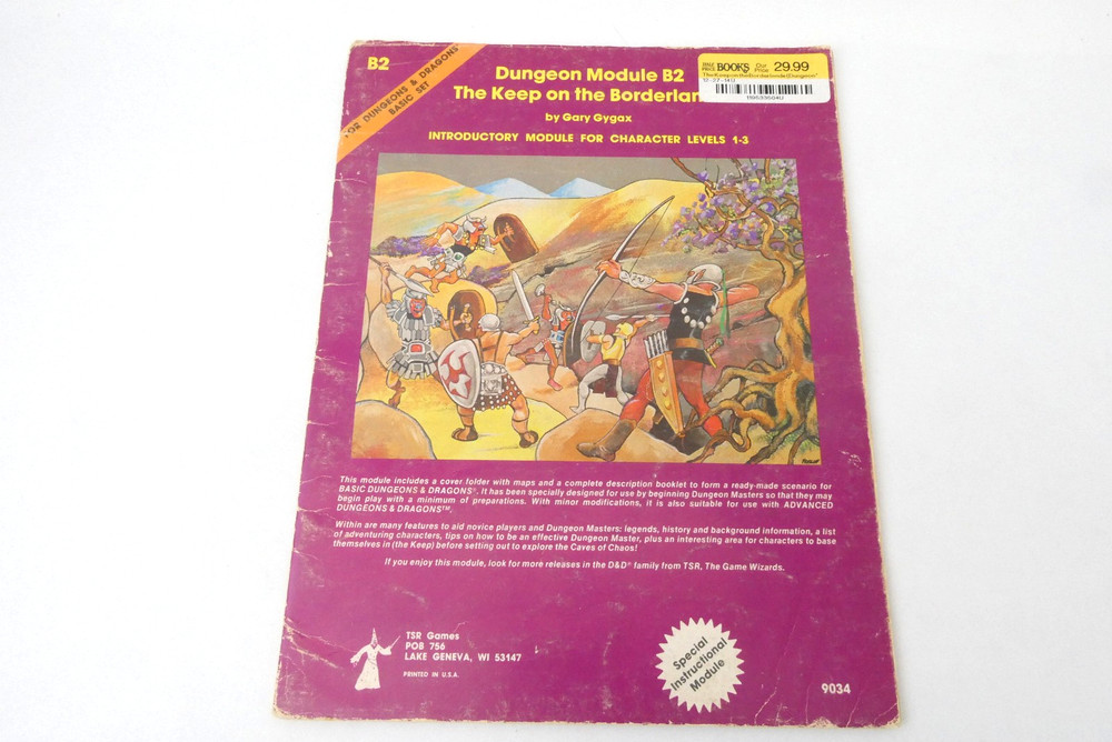 D&D B2 Keep on the Borderlands TSR 1980 Basic Set Module 9034 Complete w/ Map