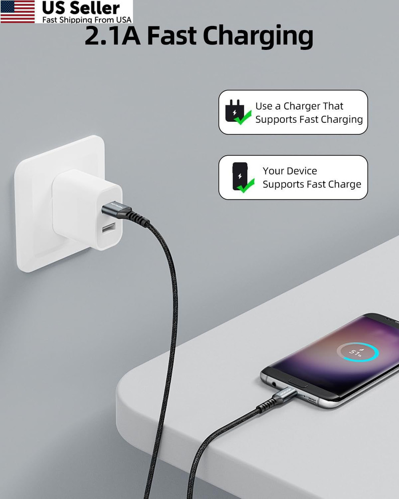 HOTNOW Micro USB Cable 3ft 2Pack, Android Charger USB2.0 3FT+3FT, Black