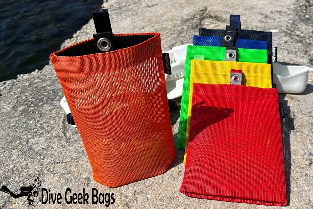 Tall Dive Mesh Pouch - Flat Bottom Bag with Grommet