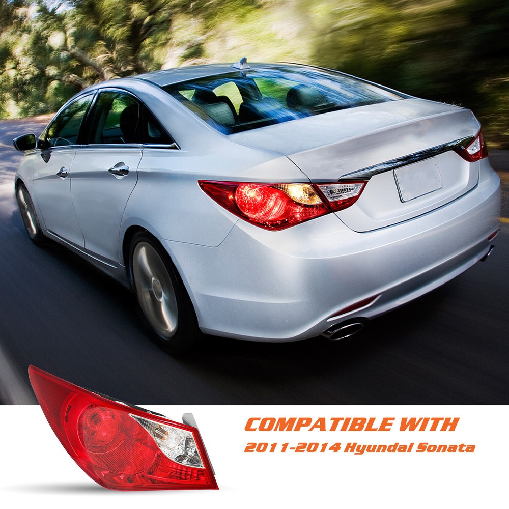 Driver Left Tail Light For 2011-2014 Hyundai Sonata Outer Side Mounted Halogen