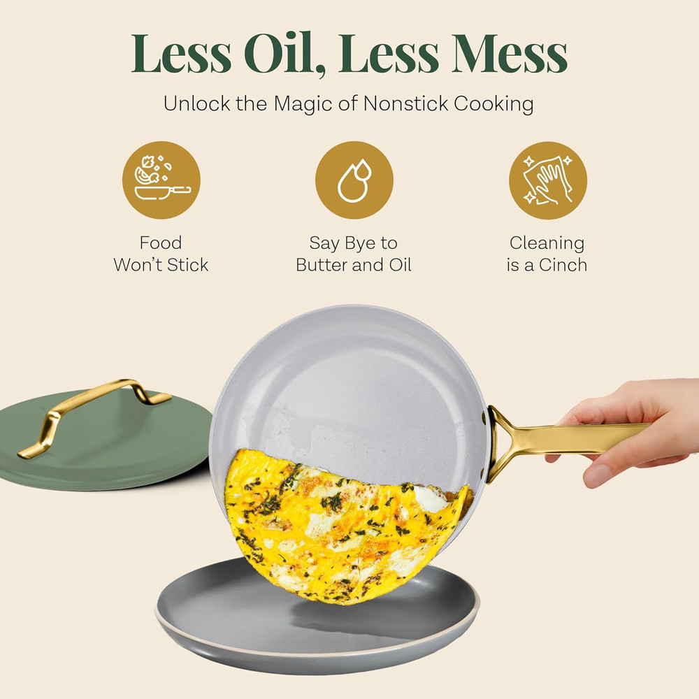 11 Pc Ceramic Cookware Set Non Stick with Steamer Induction Ready