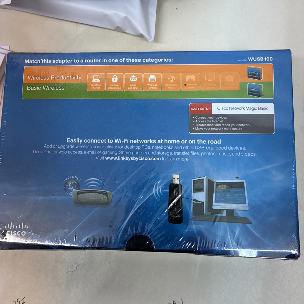 Cisco WUSB100 Linksys Wireless Network USB Adapter NEW NIP