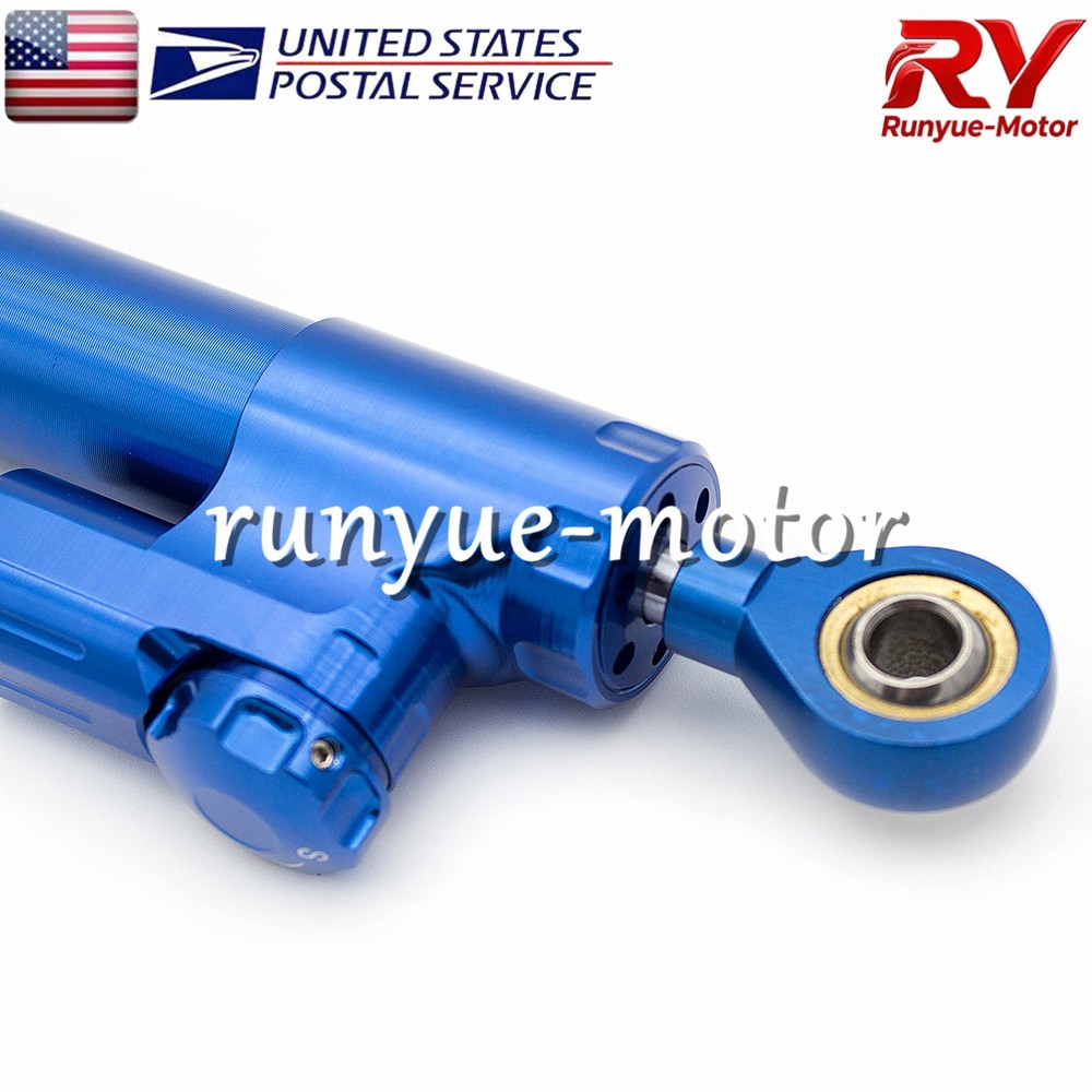 Blue 255mm Adjust Steering Damper Stabilizer Linear Control Universal Aluminum