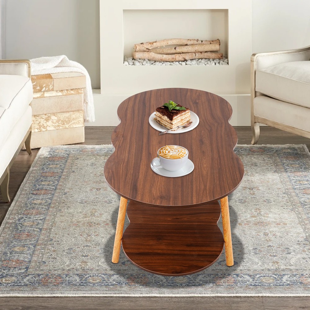 2 Tier Cloud-shaped Sofa Table Modern Coffee Table End Table for Home Office