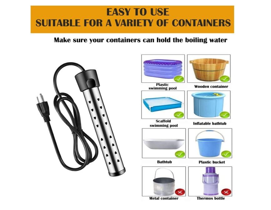 110V Portable Submersible Electric Water Heater for 5 Gallons Hot