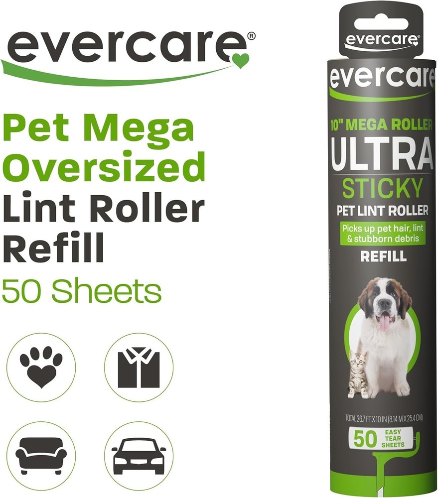 Mega Floor & Large Surface Cleaning Lint Roller Refill 50 Large Sheets