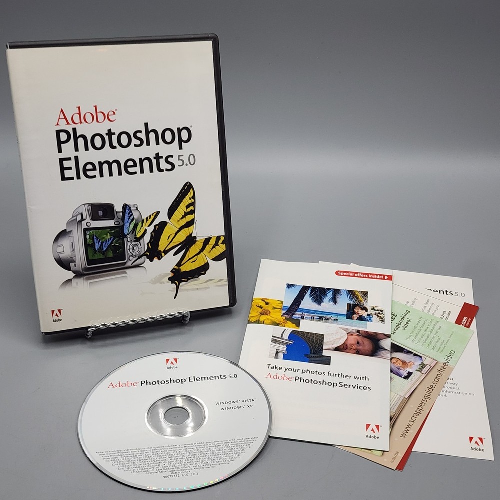 Photoshop Elements 5.0 Software (Windows PC, 2006) Includes Serial Key