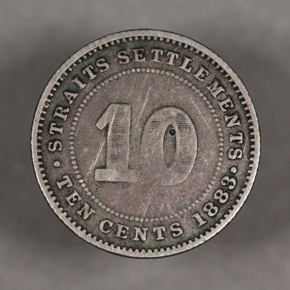 1883 Straits Settlements Silver 10 Cents