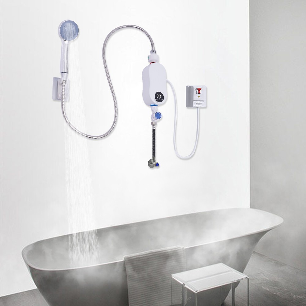 Instant Electric Bathroom Hot Water Heater With White 110V 3500W