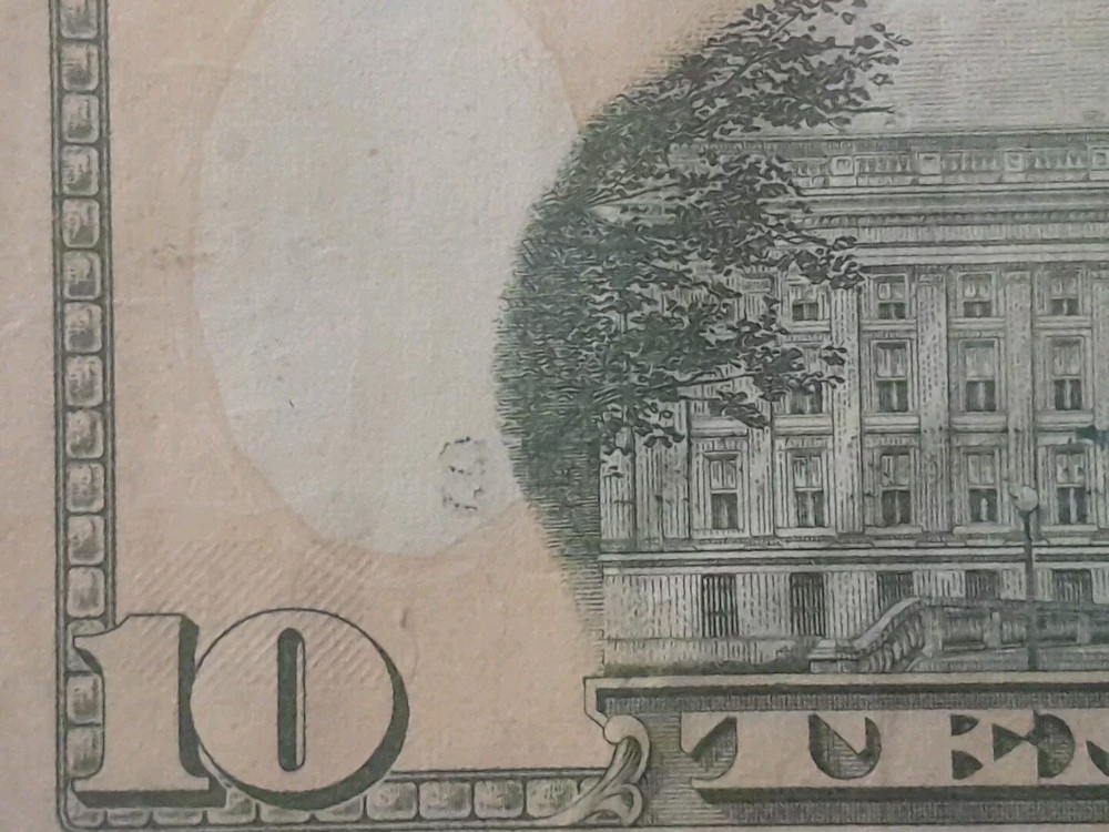 2017 A 10 Dollar Bill Ink Through Error