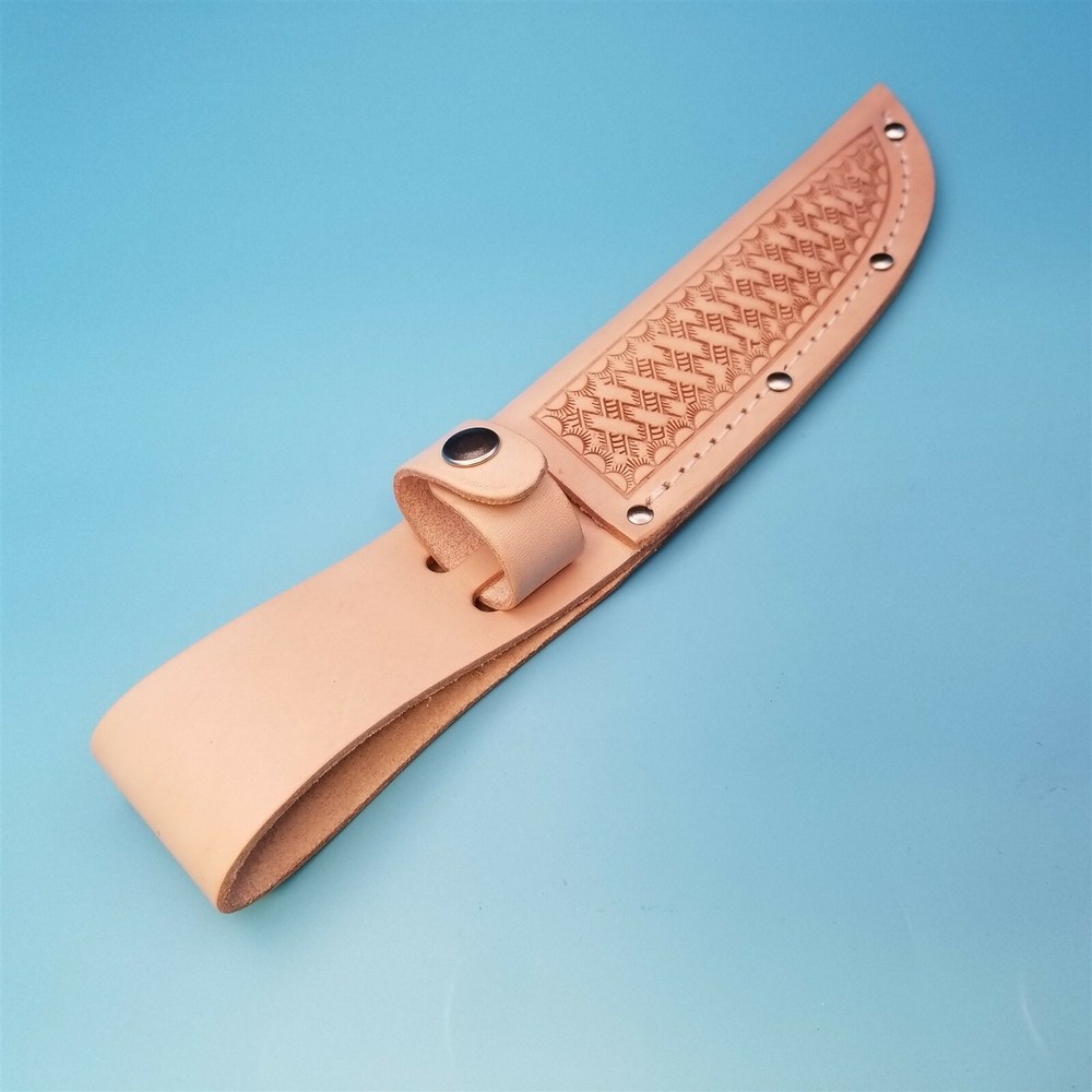 Fixed Blade Knife Sheath Only Leather Replacement Case 5" Hunting Basketweave