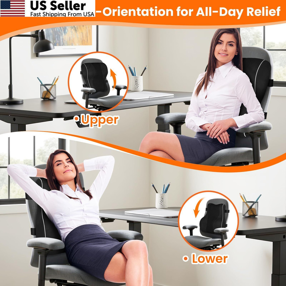 CloudBliss Ergonomic Lumbar Support Pillow – Standard, Pillow-black