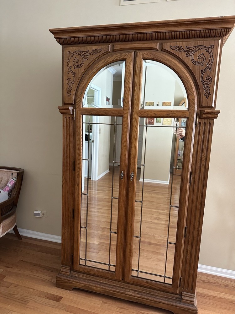 American Drew oak armoire with mirrors