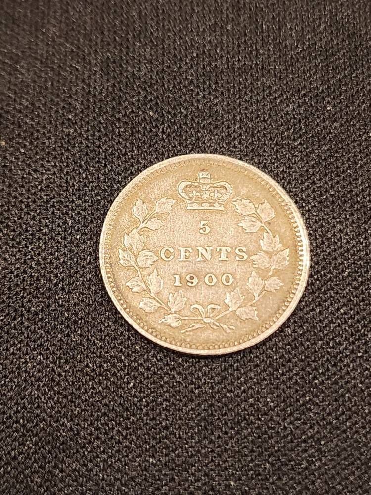 1900 Canada 5 Cents Round 0 Silver Coin
