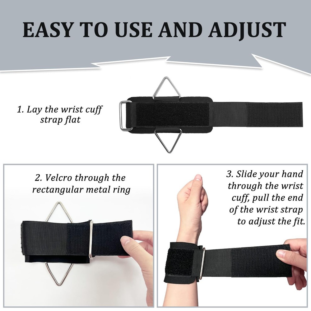 2Pack Wrist Cuffs for Cable Machine, Adjustable Neoprene Padding, One Size Fi...