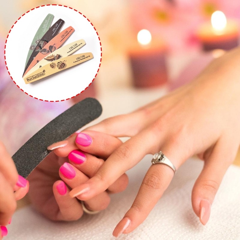 5PCS Nail Emery Boards with Double Side Grit Curved Sanding Tools Precise