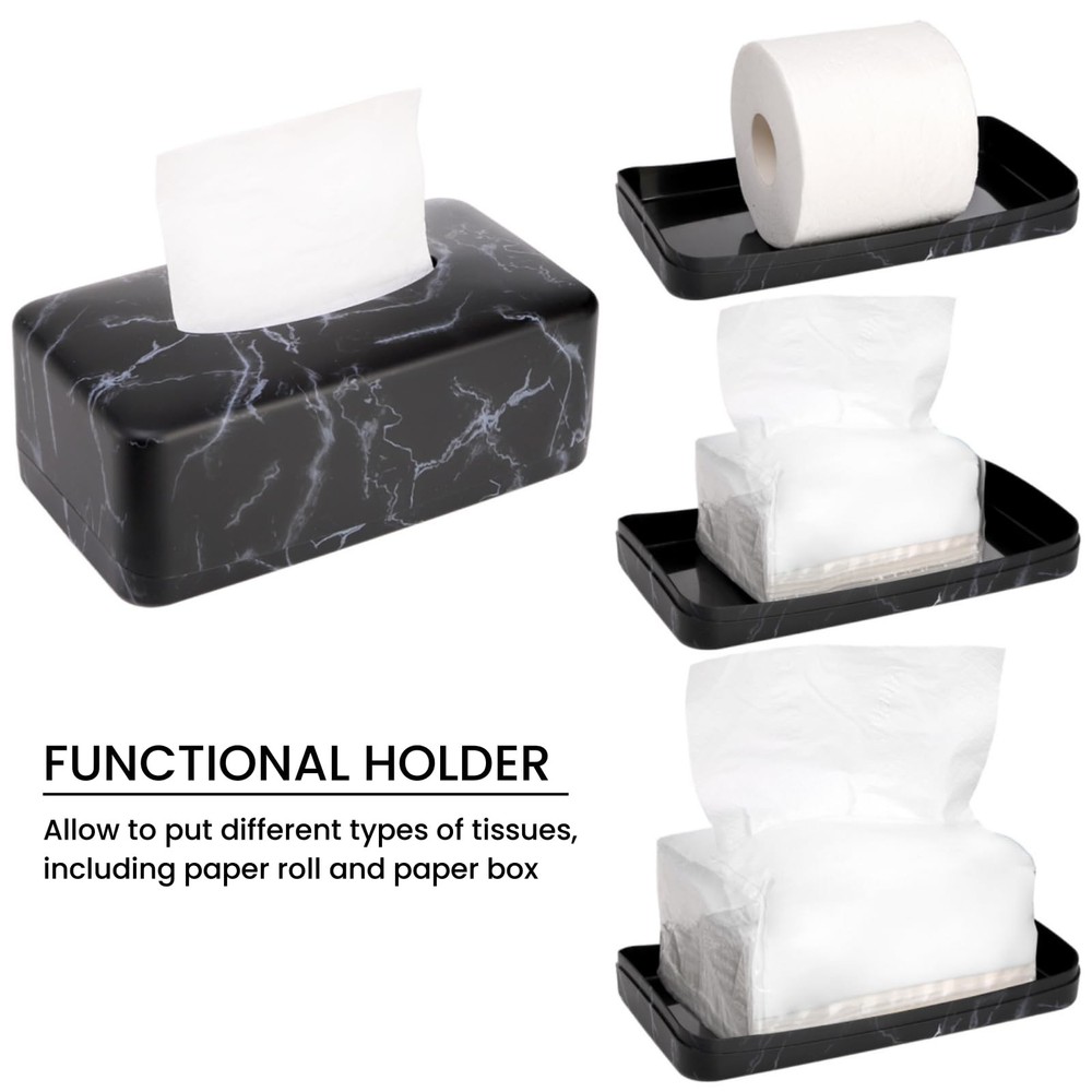 Nagpew Tissue Box Holder, Rectangular Napkin Dispenser Cover, Black