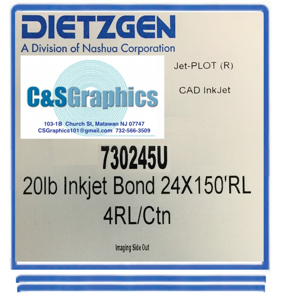 4 Rolls 24"x150' 20lb Bond HP DesignJet Plotter Paper 2" core 92 Bright white