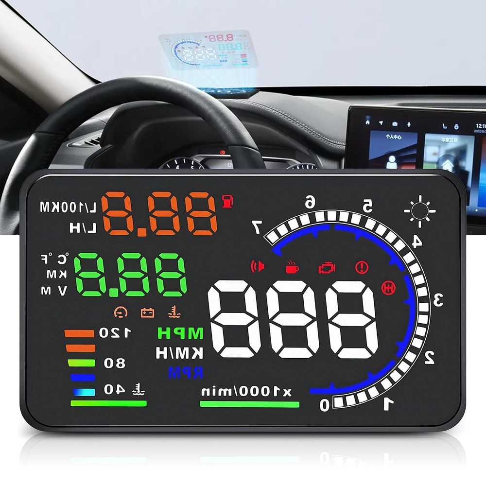 5.5" Windshield Head Up Display for Car OBDII/EUOBD Interface Plug Hud Screen