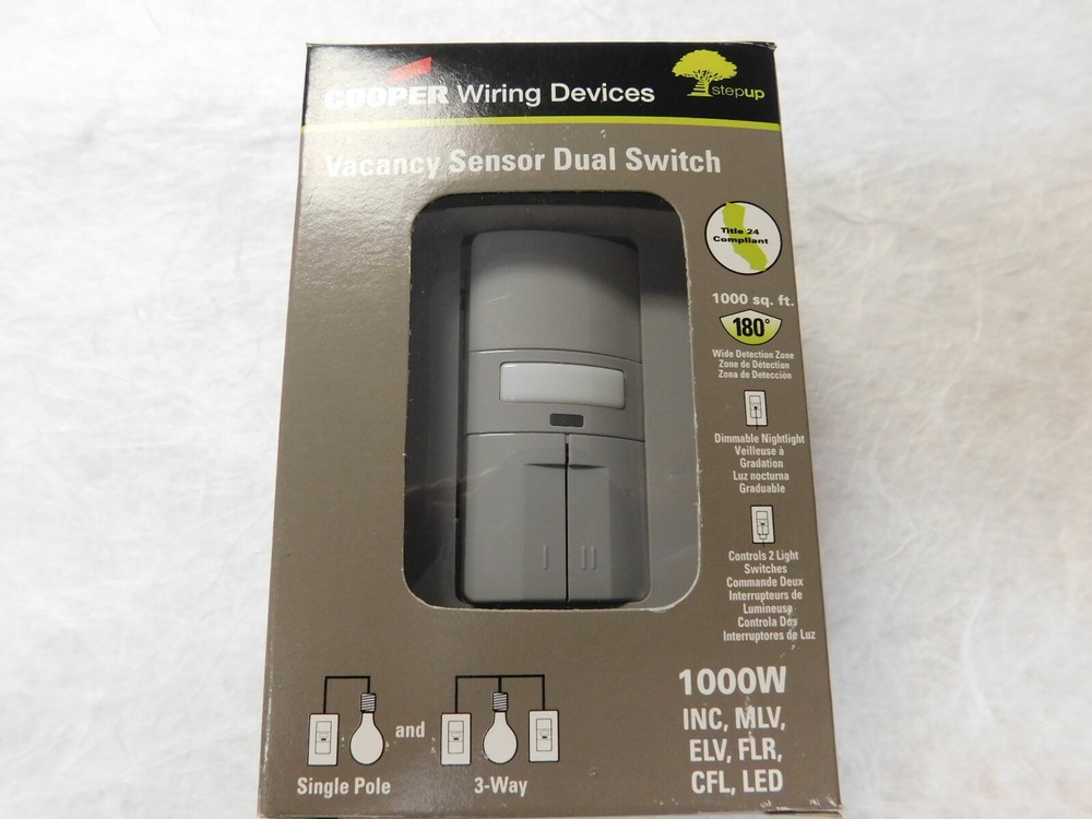 Cooper Infrared Vacancy Sensor Dual Switch VS310R-GY